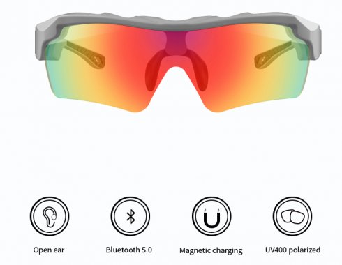 Cyklistické okuliare smart s bluetooth + Reproduktory + polarizačné UV400