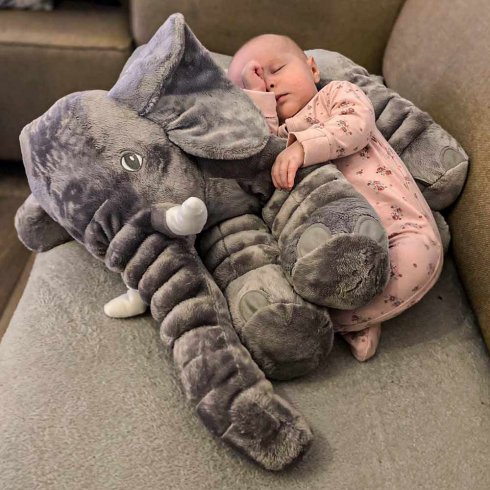 Cojín Elefante - Cojín gigante de peluche para niños en forma de elefante con 60cm