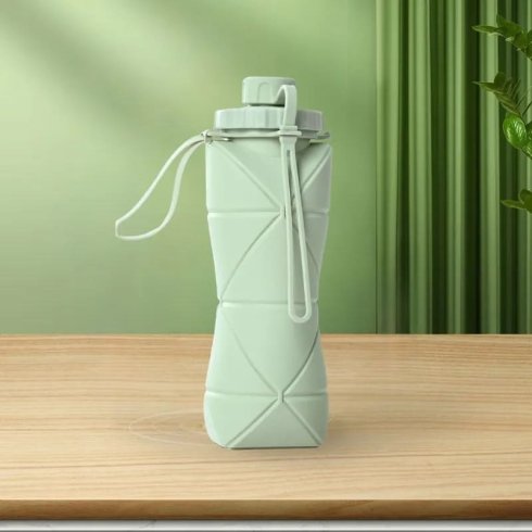 Sammenleggbar vannflaske for camping (sunn flaske i silikon til drikke) 600ml