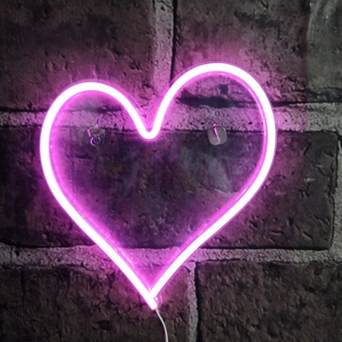 Neon jel - led világít logó szív