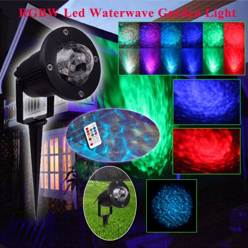 Zahradní LED projektor dekorační - mořské vlny - RGBW barevný 12W (IP65)