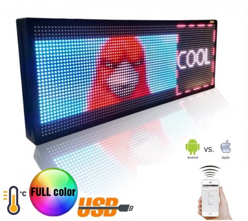Bannière LED Wifi - Ecran couleur 100 cm x 27 cm