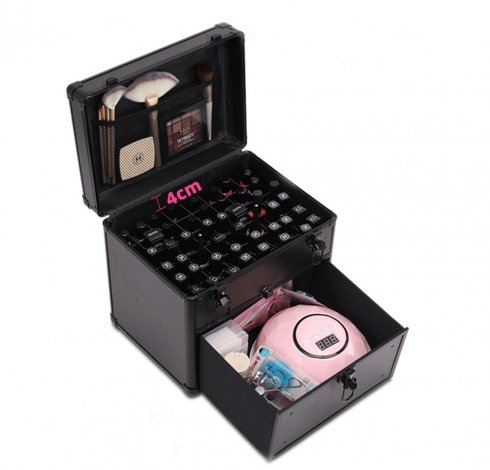 Makeup case (travel bag) for cosmetics - Luxury BLACK Aluminum