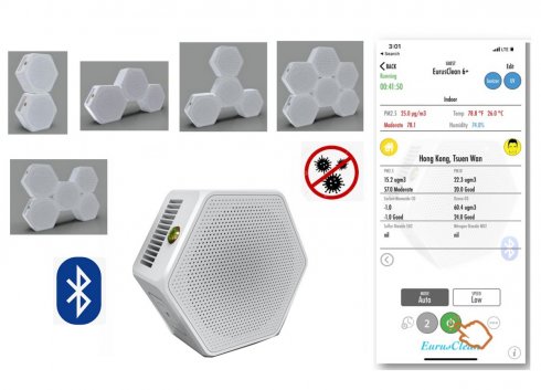 Tragbarer Luftreiniger EurusClean von 100 - 600m³ - Smartphone Bluetooth (iOS/Android)