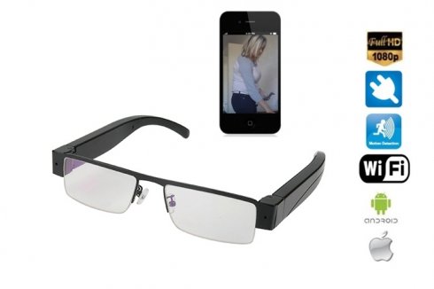 Wifi glasses hidden spy camera with FULL HD + P2P live video transmission