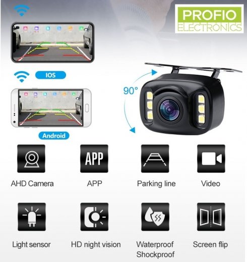 Telecamera posteriore per smartphone wifi (iOS, Android) mini 3,2 x 2,2 cm con protezione IP68