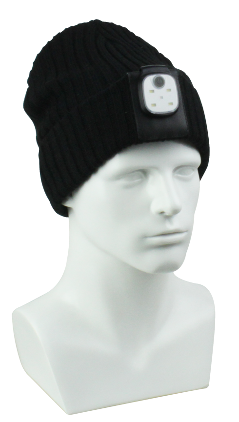 Gorro de inverno em malha com luz LED