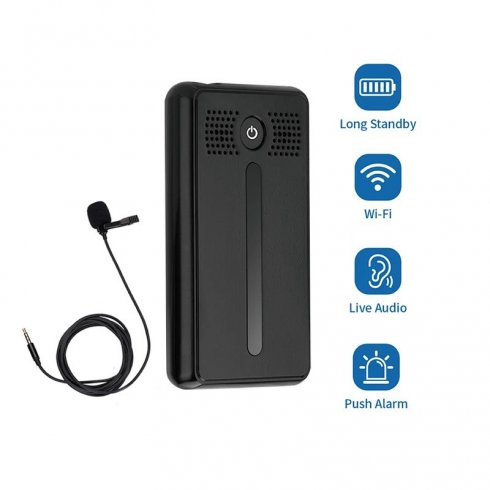 Mini Spy sound (voice) recorder with external microphone + WIFI + live sound transmission via APP + battery life up to 125 days