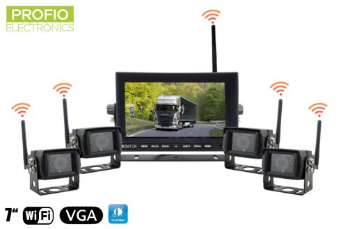 Wendeautokamera-Set - 7 "LED-WiFi-Monitor + 4x drahtlose Kamera