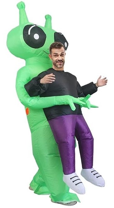 Inflatable alien costume - Green (suit) Alien mascot with fan | Cool Mania