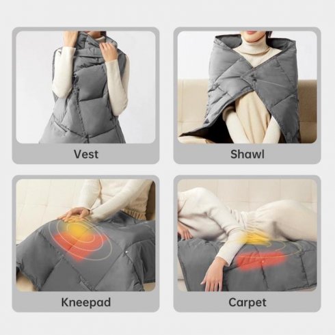 Heated blanket Electric 120x80cm - Warming thermo poncho graphene - 3 temperature levels up to 60°C