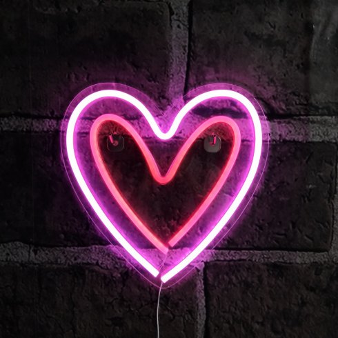 Pink neon sign light up Heart Cool Mania