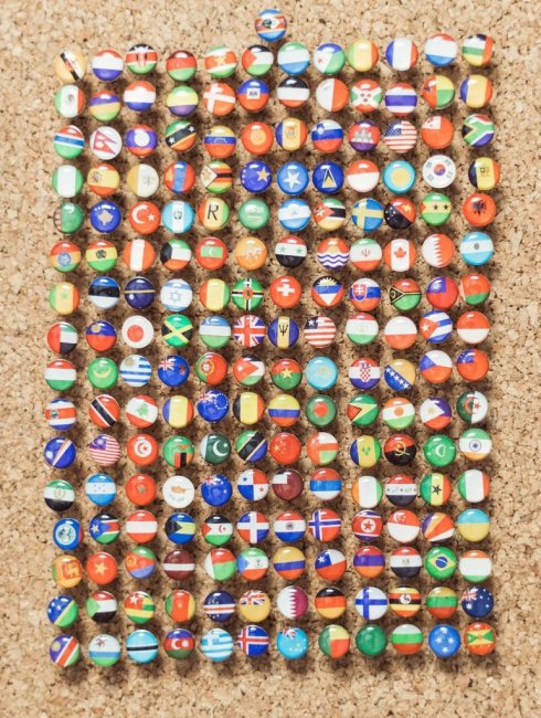 Push pins - Flags of states - 100 pcs set