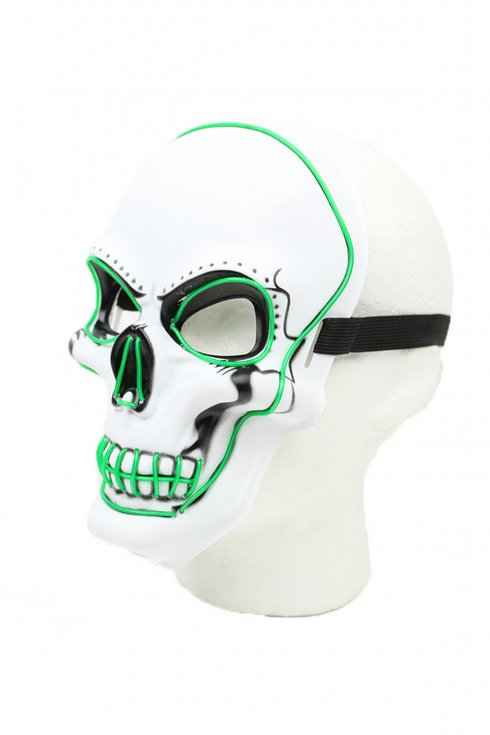 drak mask grön med svarta och blåa detaljer
