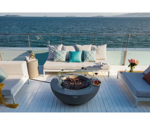 Garden gas fireplace (outdoor) - 2 in 1 Concrete round outdoor table