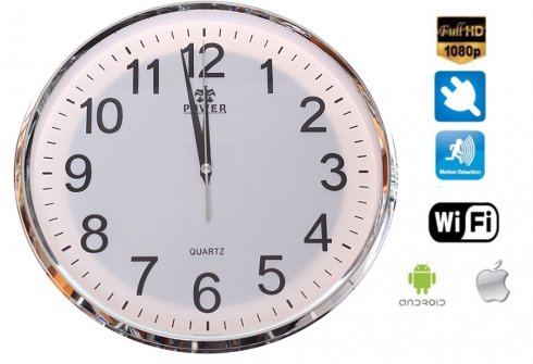 „Wall Clock“ „wifi“ kamera FULL HD + judesio aptikimas