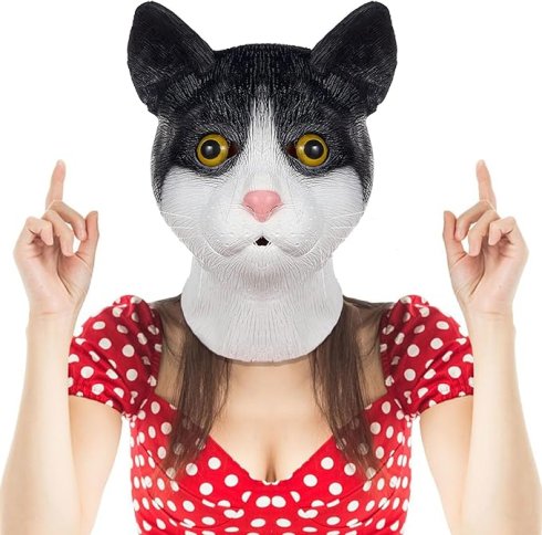 Czarny kot - silikonowa maska na twarz (głowę) dla dzieci i dorosłych