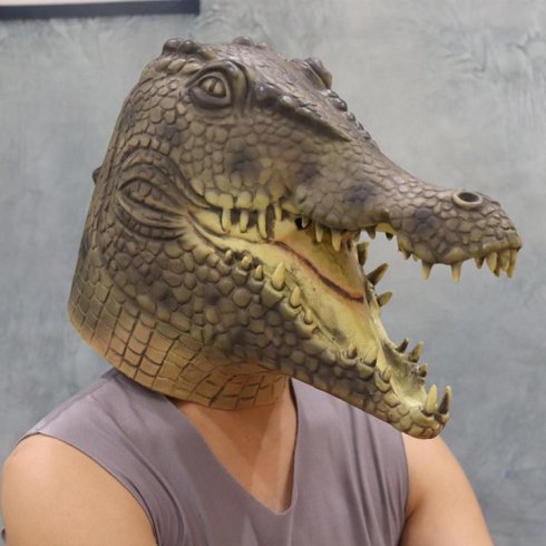 Krokodilmaske - Alligator (Croc) Gesichts- und Kopfmaske aus Silikon für Kinder und Erwachsene