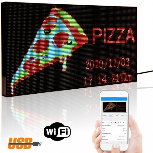 Placa de panel LED WiFi programable color RGB - 20x39cm con soporte