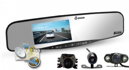 Rearview mirror camera DOD RX400W with GPS + parking camera