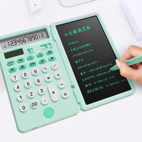 メモ帳付きソーラー電卓 6.5 インチ LCD 科学計算機能 + 書き込みペン