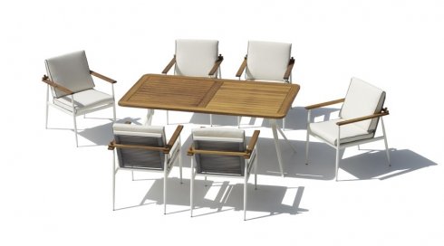 Conjunto de comedor de jardín - Muebles de jardín de lujo - Conjunto de mesa y sillas para 6 personas