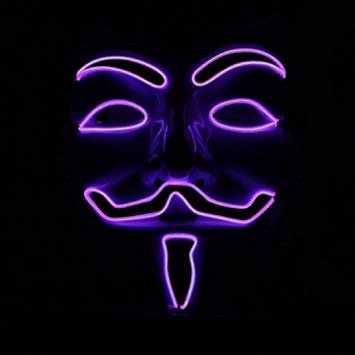 Vendetta kaukė LED - violetinė