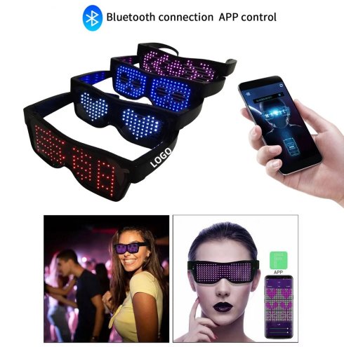 LED svítící brýle Smart ovladatelné přes app smartphone (text + animace)
