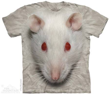 3D батик футболки - белой крысы