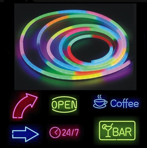 Värviline RGB helendav silikoonreklaami neoonriba 5M veekindel IP68