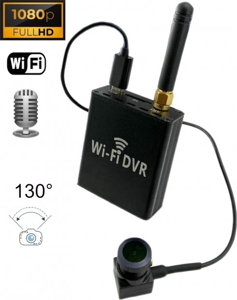 Câmera pinhole grande angular FULL HD 130° ângulo + áudio - Módulo Wifi DVR para monitoramento ao vivo
