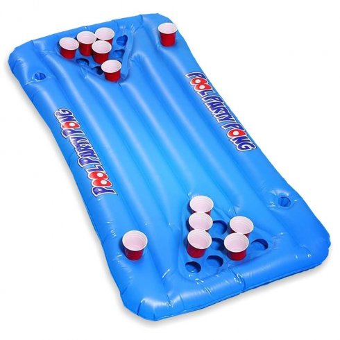 Beer pong inflatable floating for pool - 20 cup holders + 4 bottles
