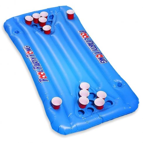Beerpong opblaasbaar drijvend voor zwembad - 20 bekerhouders + 4 flessen
