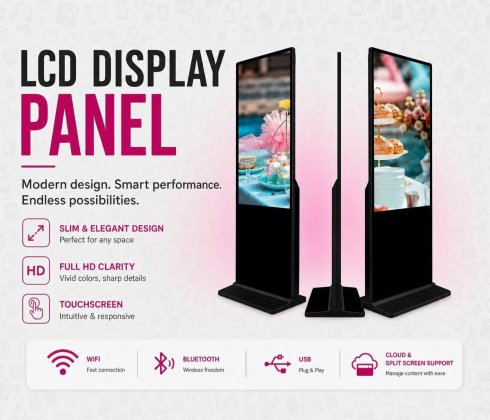Advertising LCD display panel - digital banner with stand + Wifi