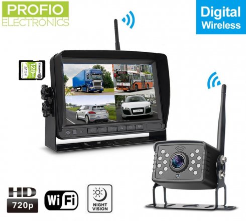 Wireless reversing camera HD with HD monitor - (support 128GB SDXC) + protection (IP69)