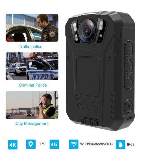 BODYCAM - κάμερα σώματος με ανάλυση 4K με υποστήριξη IP68 + 4G/NFC/WIFI/BT + 64GB + 4 IR LED