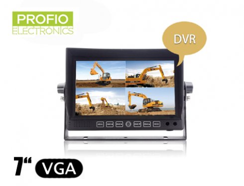 DVR 7" LCD reversing monitor with the possibility to connect and record 4-cameras recordings