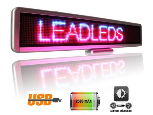 LED-Anzeige mit Scrolling-Text in 3 Farben - 56 cm x 11 cm
