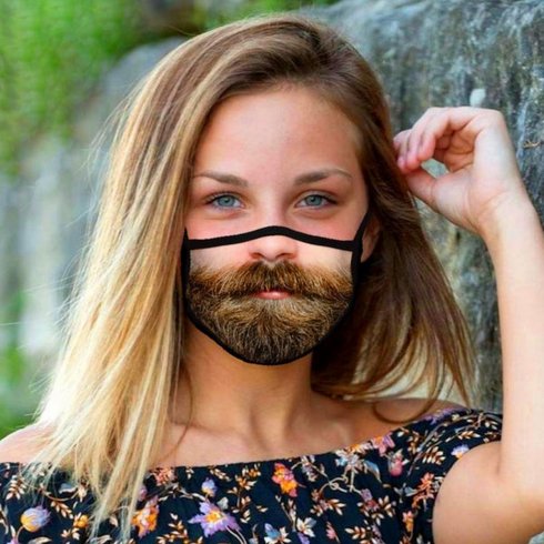 Novelty funny face mask 3D print - BEARD WITH MUSTACHE