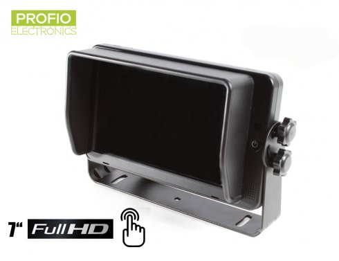 Palieskite 7 "HD monitorių, skirtus atbulinės eigos kameroms, ir 4 FULL HD įvestis