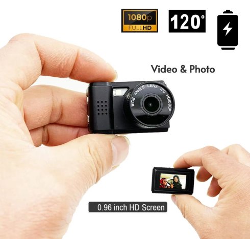 Mini spy kamera foto/video FULL HD 1080P + 1" mikro LCD displej (rozmery iba 4cm x 2,7cm)