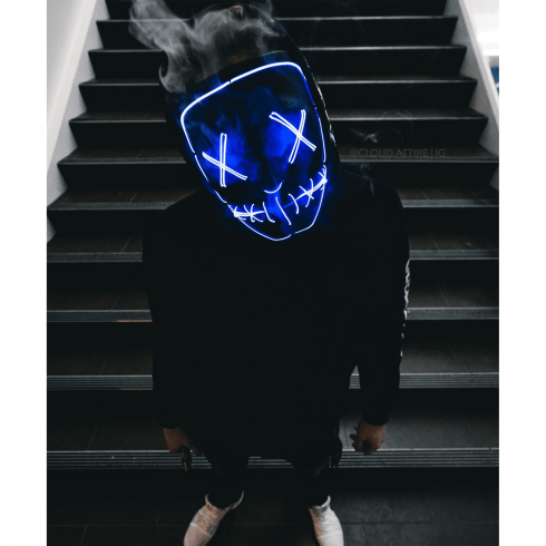Sequin Skull Mask Two Tone Blue Green The Purge main image 0