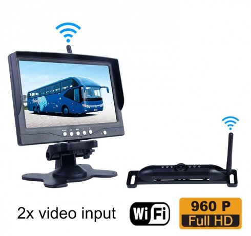 WiFi-Rückfahrkamera-Kit - 7 "Monitor + FULL HD-Autokamera mit 5x IR-LED für Nachtsicht