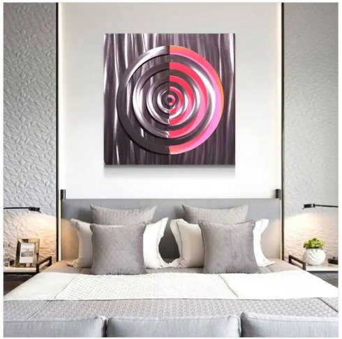 Abstract wall paintings - Metal (aluminum) - LED backlit RGB 20 colors - Circles 50x50cm