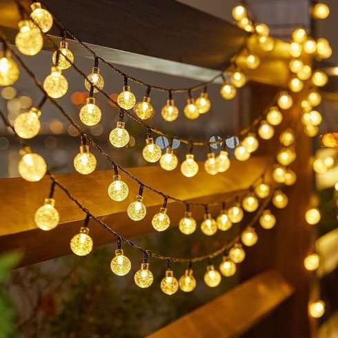 Solárna reťaz svetelná so 100 LED žiarovkami - dekoračné osvetlenie do záhrady LED - 12m