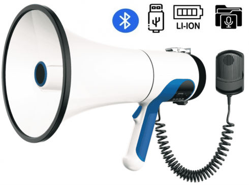Megaphone Bluetooth 100W with a range of 1200m - support USB, SD card + Recording
