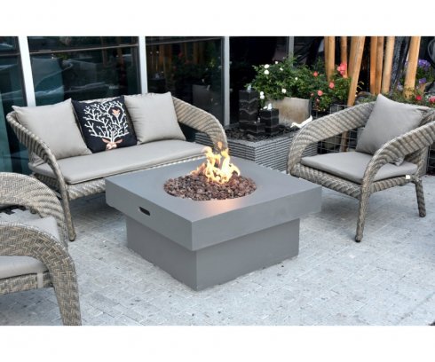 Luxury fireplace on the terrace - outdoor portable gas fire pit + table (cast concrete)