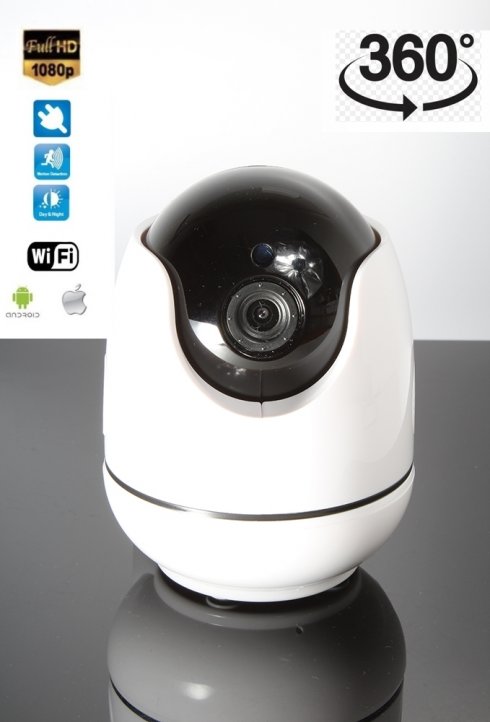 Kamera WiFi FULL HD keselamatan dengan LED IR malam + sudut putaran 360 ° dan Penjejakan pintar