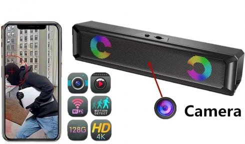 Cameră cu difuzor Bluetooth FULL HD - Inregistrator ascuns cu cameră spion Wifi (P2P) cu detectarea mișcării