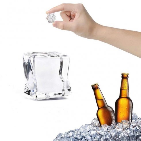 Fake ice cubes - artificial acrylic set of 100 pcs ice cubes (blocks)